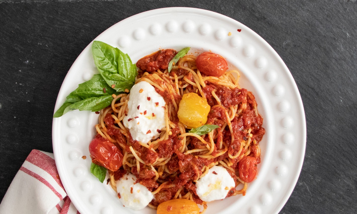 Spaghettini Burrata Recipe - Nonna Pia's
