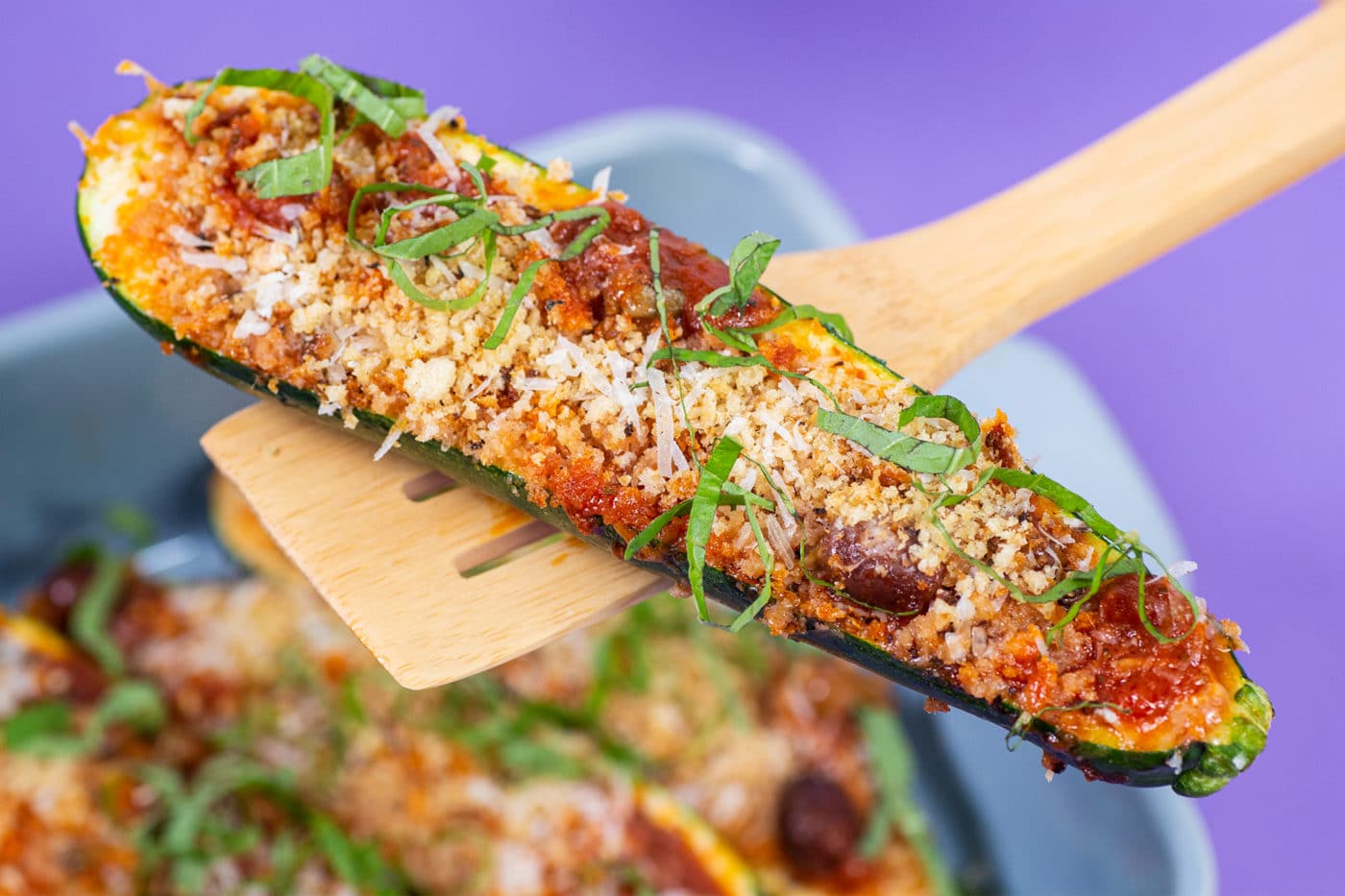 Puttanesca Stuffed Zucchini Boats – Nonna Pia's