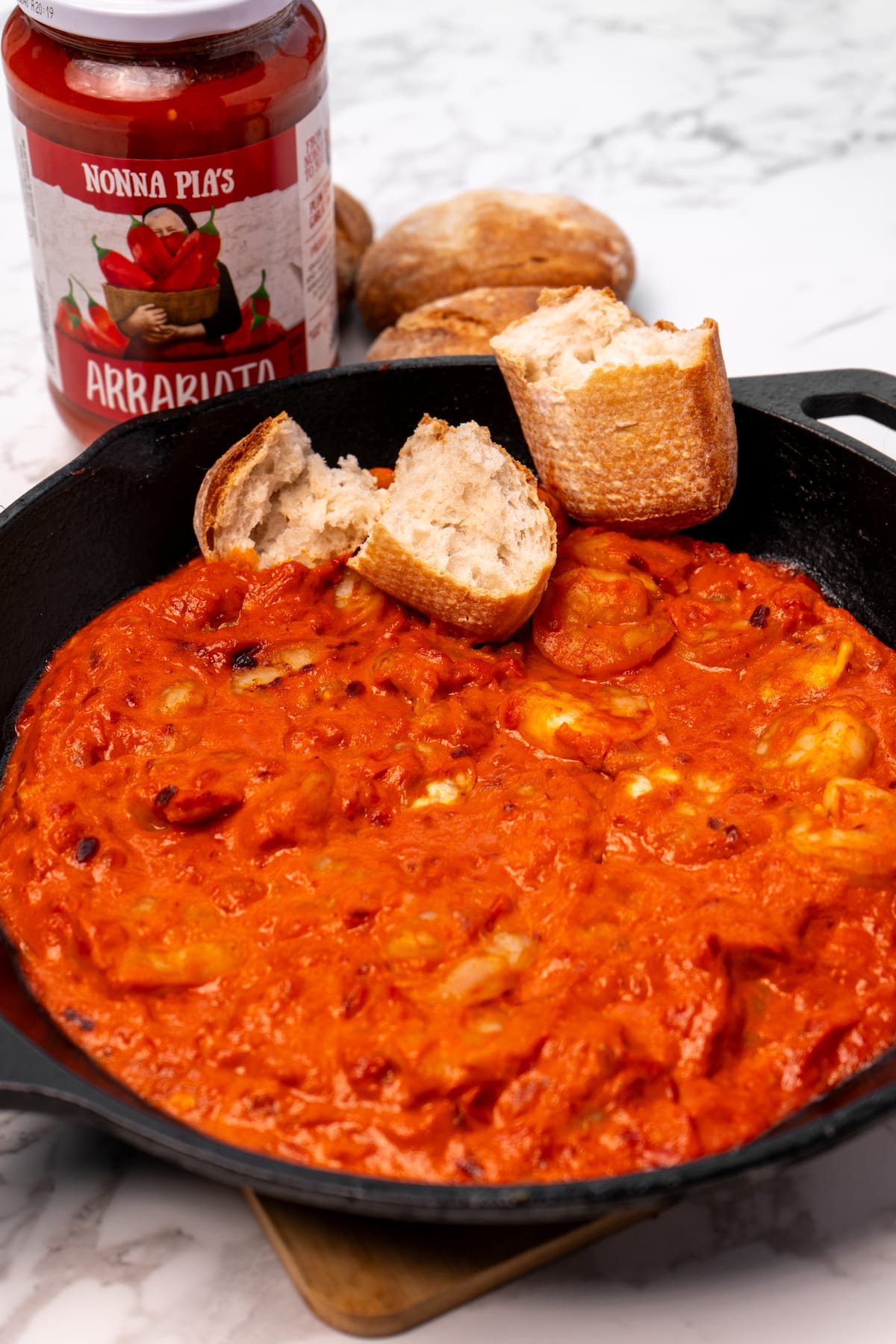 Creamy Shrimp Arrabbiata Skillet final dish